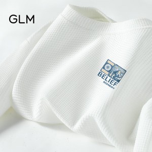 GLM森马集团品牌华夫格短袖男夏季高级半袖男生宽松圆领衣服男士t恤